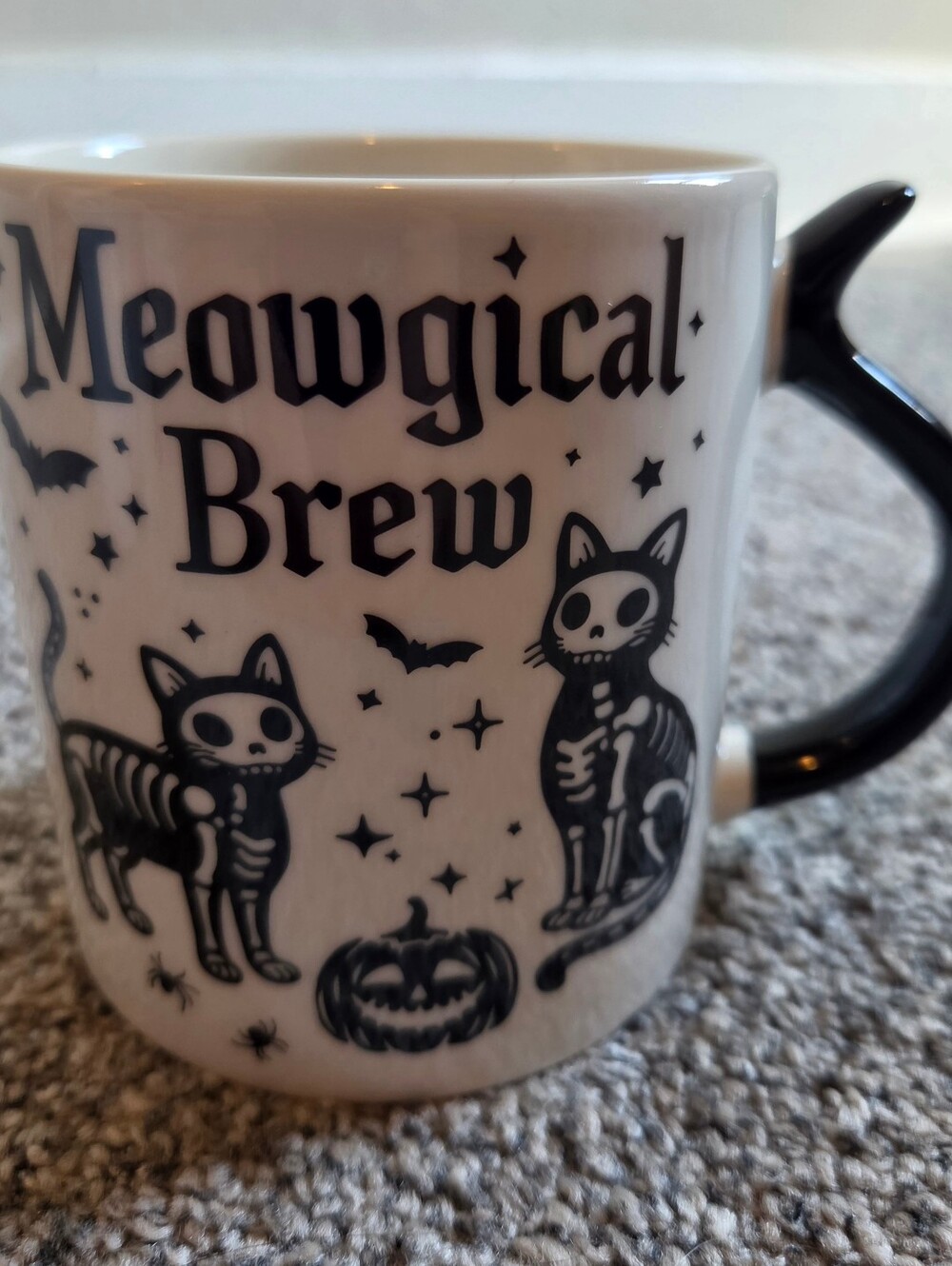 Meowgical Brew Cat Halloween Mug - Black and White